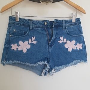 SOLD Denim embroidered shorts